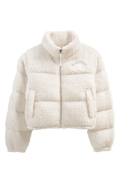 Shop The North Face High Pile Fleece Nuptse Jacket In Gardenia White