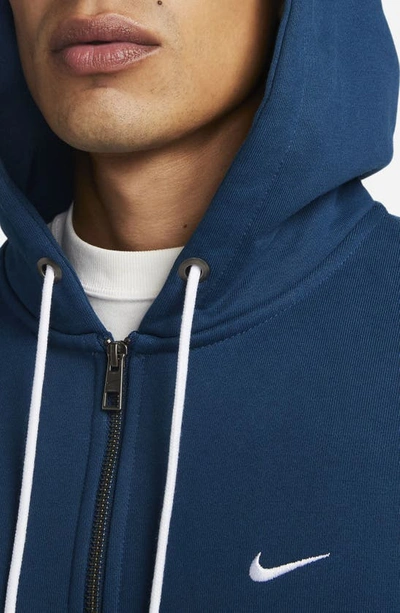 Shop Nike Solo Swoosh Zip Hoodie In Valerian Blue/ White