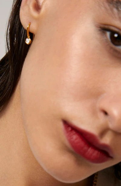 Shop Monica Vinader Diamond Essential Drop Earrings In 18ct Gold Vermeil On Sterling