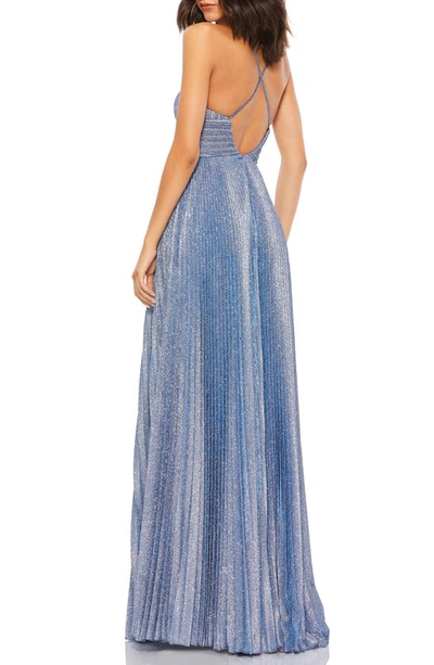 Shop Mac Duggal Sparkle A-line Gown In Royal Silver