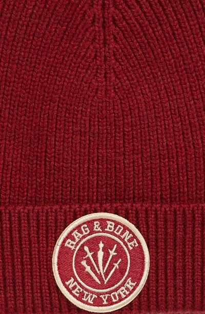 Shop Rag & Bone Charlie Logo Patch Wool Blend Beanie In Red