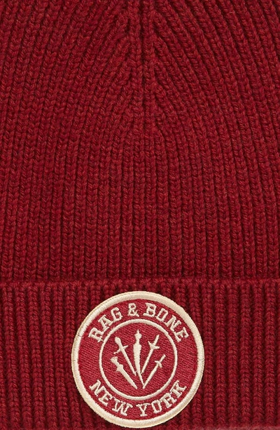 Rag & Bone Charlie Logo Patch Wool Blend Beanie In Red