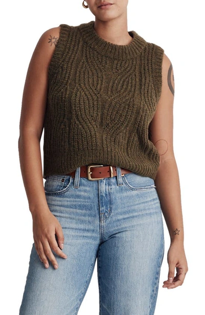 Madewell Knowe Pointelle Sweater Vest In Hthr Basil