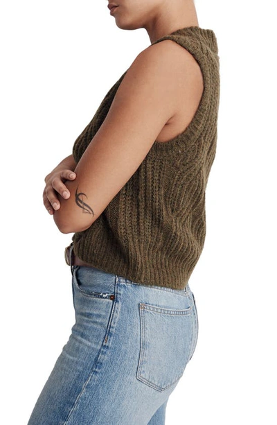 Madewell Knowe Pointelle Sweater Vest In Hthr Basil