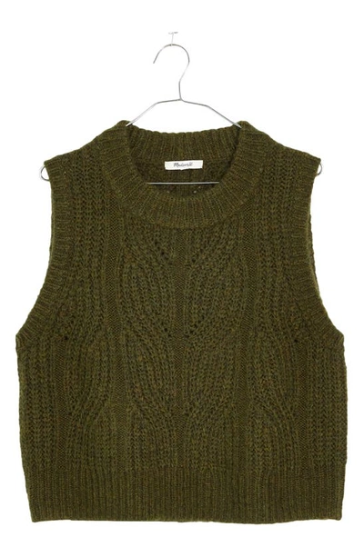 Madewell Knowe Pointelle Sweater Vest In Hthr Basil