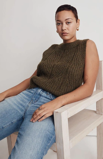 Madewell Knowe Pointelle Sweater Vest In Hthr Basil