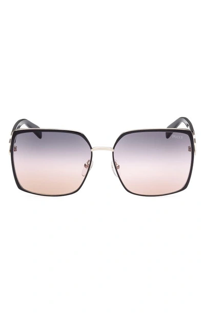 Shop Emilio Pucci 60mm Gradient Square Sunglasses In Black/ Other / Gradient Smoke