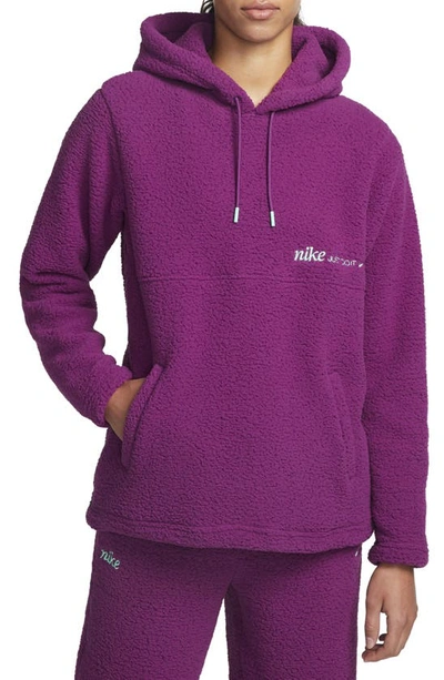 Shop Nike Textured Fleece Therma-fit Hoodie In Viotech/ Green Glow