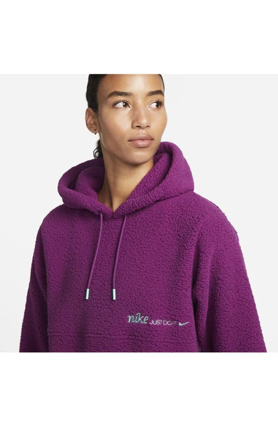 Shop Nike Textured Fleece Therma-fit Hoodie In Viotech/ Green Glow