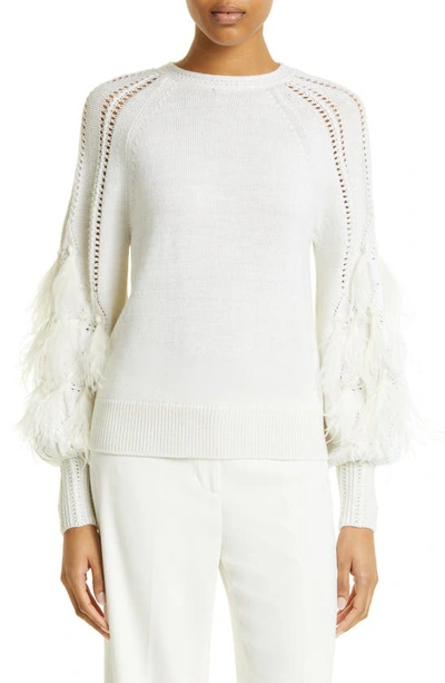 Shop Kobi Halperin Kai Space Dye Feather Sweater In Ivory