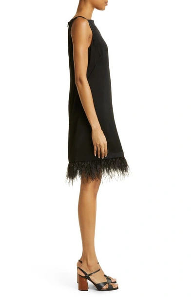 Shop Kobi Halperin Isla Feather Trim Sleeveless Minidress In Black