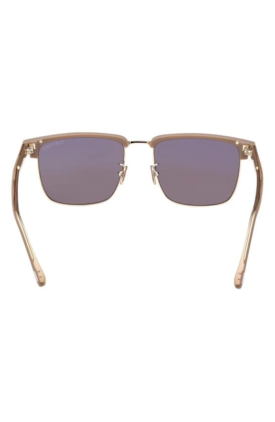 Shop Tom Ford Hudson 55mm Square Sunglasses In Shiny Pale Gold/ Gunmetal