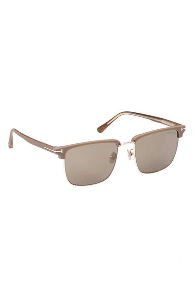 Shop Tom Ford Hudson 55mm Square Sunglasses In Shiny Pale Gold/ Gunmetal