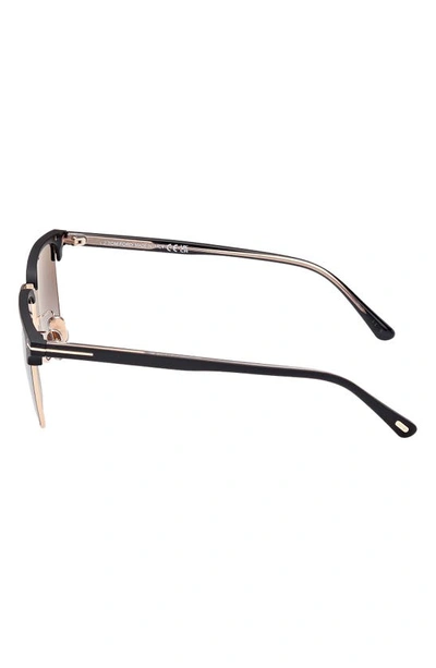 Shop Tom Ford Hudson 55mm Polarized Square Sunglasses In Shiny Rose Gold/ Plrzd Smoke