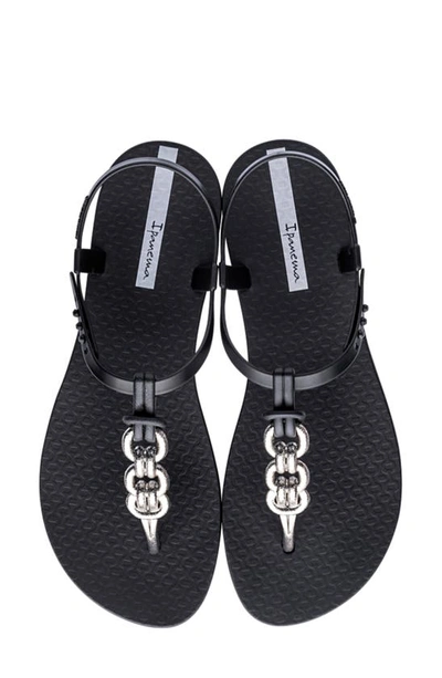 Shop Ipanema Connect T-strap Sandal In Black/ Silver
