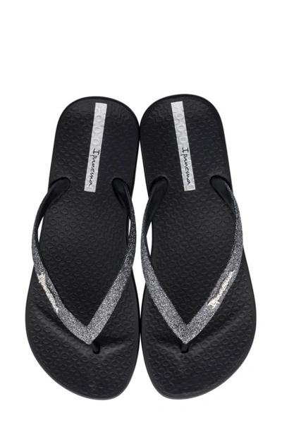 Ipanema Ana Sparkle Flip Flop In Black/ Black