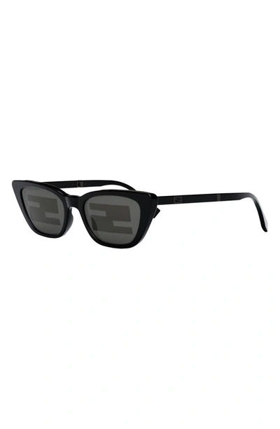 Shop Fendi The  Baguette Anniversary 53mm Cat Eye Sunglasses In Shiny Black/ Solid Smoke