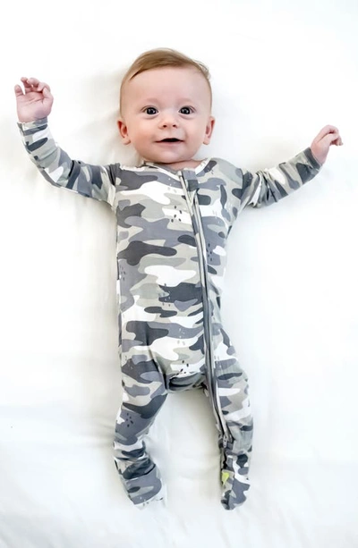 Shop Bellabu Bear Kids' Gray Camo Fitted One-piece Convertible Footie Pajamas