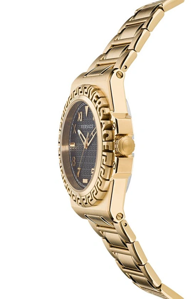 Shop Versace Greca Reaction Bracelet Watch, 44mm In Ip Yellow Gold