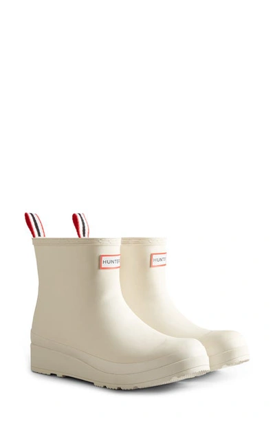 Shop Hunter Play Short Faux Shearling Lined Waterproof Rain Boot In White Willow