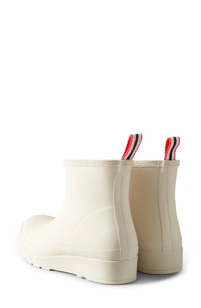 Shop Hunter Play Short Faux Shearling Lined Waterproof Rain Boot In White Willow