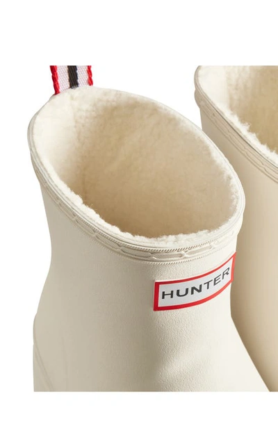 Shop Hunter Play Short Faux Shearling Lined Waterproof Rain Boot In White Willow