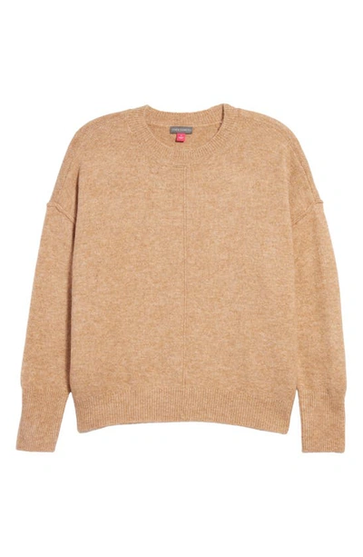 Vince Camuto Center Seam Crewneck Sweater In Latte Hthr