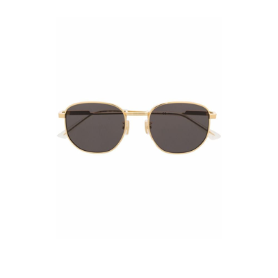Shop Bottega Veneta Gold-tone Round Frame Sunglasses