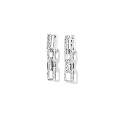 Shop Shay 18k White Gold Diamond Triple Deco Link Earrings In Silver