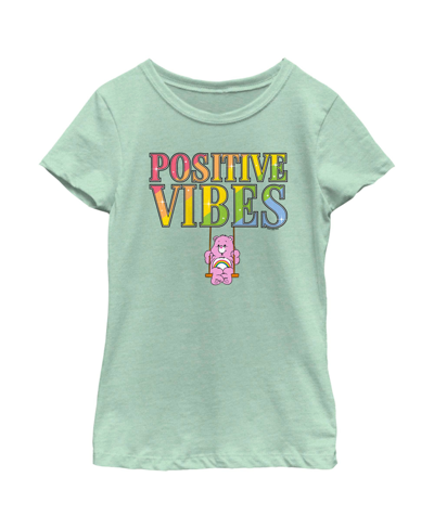 Shop Care Bears Girl's  Positive Vibes Cheer Child T-shirt In Mint