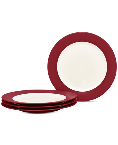 Noritake Colorwave Curve Set Of 4 Salad Plates, 8-1/2" In Raspberry
