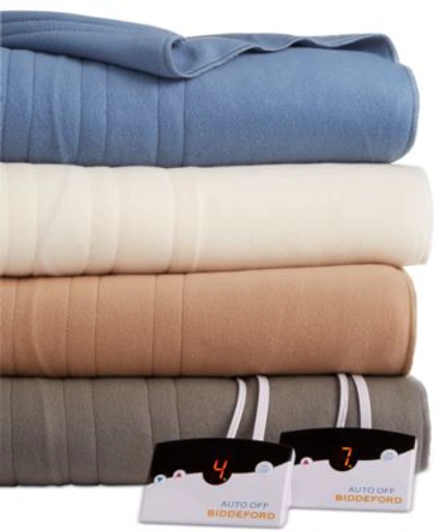 Shop Biddeford Comfort Knit Fleece Electric Blanket Collection Created For Macys In Steel Gray