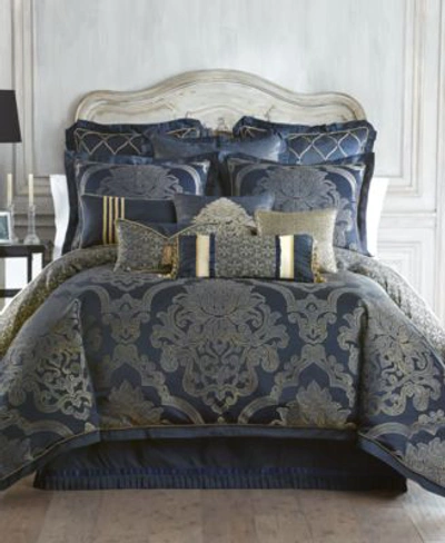 Shop Waterford Closeout  Reversible Vaughn Comforters Bedding In Navy/gold
