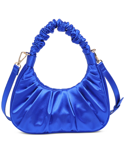Shop Urban Expressions Stormi Ruched Satin Convertible Crossbody With Removeable Strap In Royal Blue