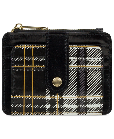 Shop Patricia Nash Cassis Id Leather Wallet In Black And White Plaid -