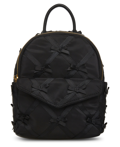 Shop Betsey Johnson Women's Bow-peep Nylon Mini Backpack Bag In Black