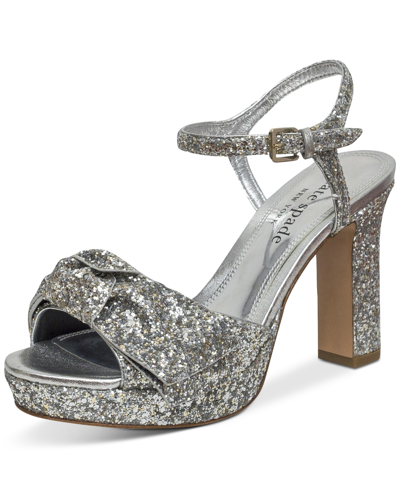 Shop Kate Spade Women's Miya Glitter Dress Sandals In Gold/silver