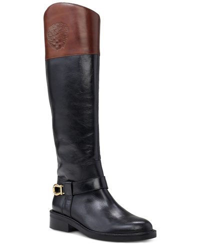 Shop Vince Camuto Women's Amanyir Riding Boots Women's Shoes In Black/cocoa Biscuit