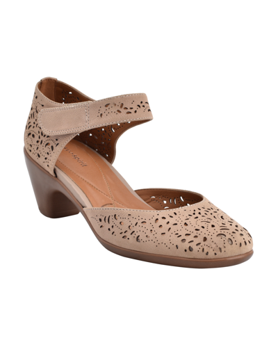 Easy Spirit Cindie Womens Leather Ankle Strap Mary Jane Heels In Taupe Leather