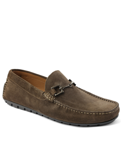 Shop Bruno Magli Men's Xander Loafer Shoes In Dark Brown Suede
