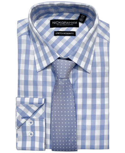 Shop Nick Graham Men's Modern Fit Dress Shirt And Tie Set In Light Blue