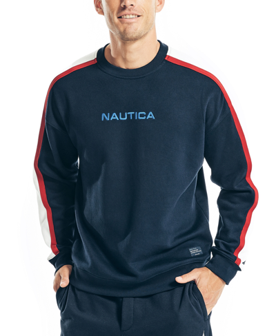 Shop Nautica Men's Sustainably Crafted Colorblock Sweatshirt In Navy