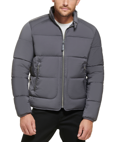 Shop Calvin Klein Men's Stretch Medium Weight Moto Jacket In Iron