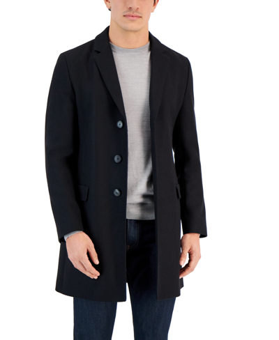 Shop Hugo By  Boss Men's Migor Slim-fit Solid Wool Overcoat In Black