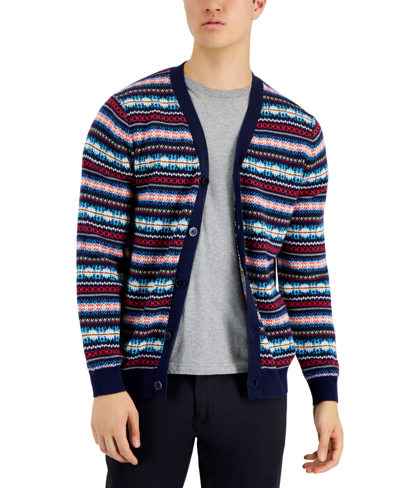 Club Room Men's Cozy Fair Isle Button-up Cardigan, Created For