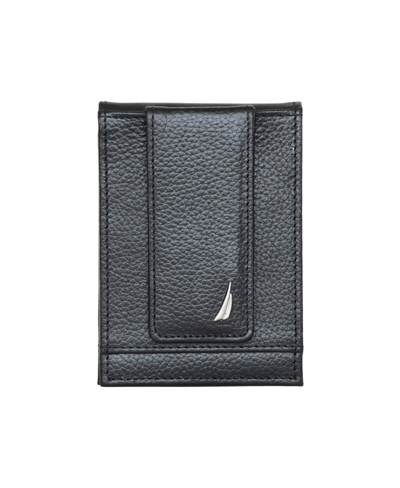 Shop Nautica Men's Front Pocket Leather Wallet In Black