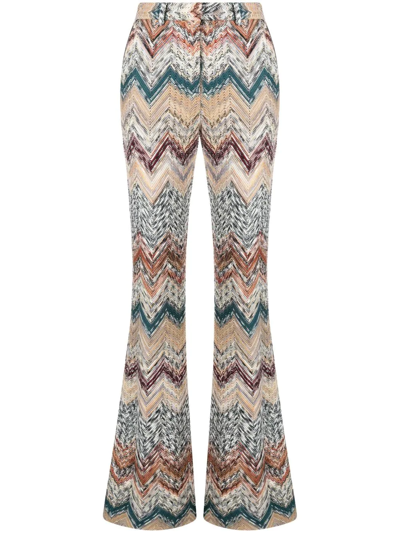 Shop Missoni Trousers With Zigzag Pattern In Multicolour