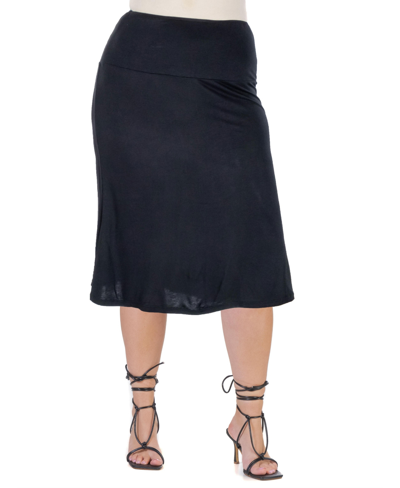 24seven Comfort Apparel Maternity A-line Elastic Waist Knee Length Skirt In Black