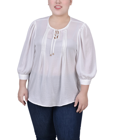 Ny Collection Plus Size Satin Blouse In Ivory