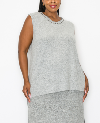 Shop Coin Plus Size Cozy Shell Tank Top With Gunmetal In Heather Gray